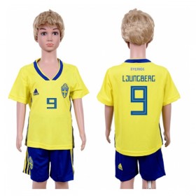 Camisolas de Futebol Suécia Ljungberg 9 Criança Equipamento Principal Copa do Mundo 2018 Manga Curta
